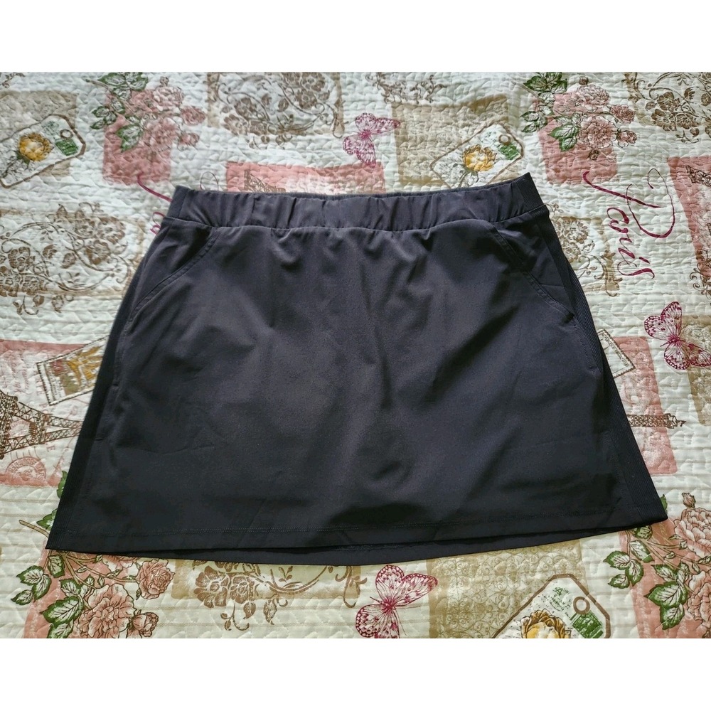 Chico's Women's Skort With Pockets Black Pull-on Skirt Elastic Waist Size 3